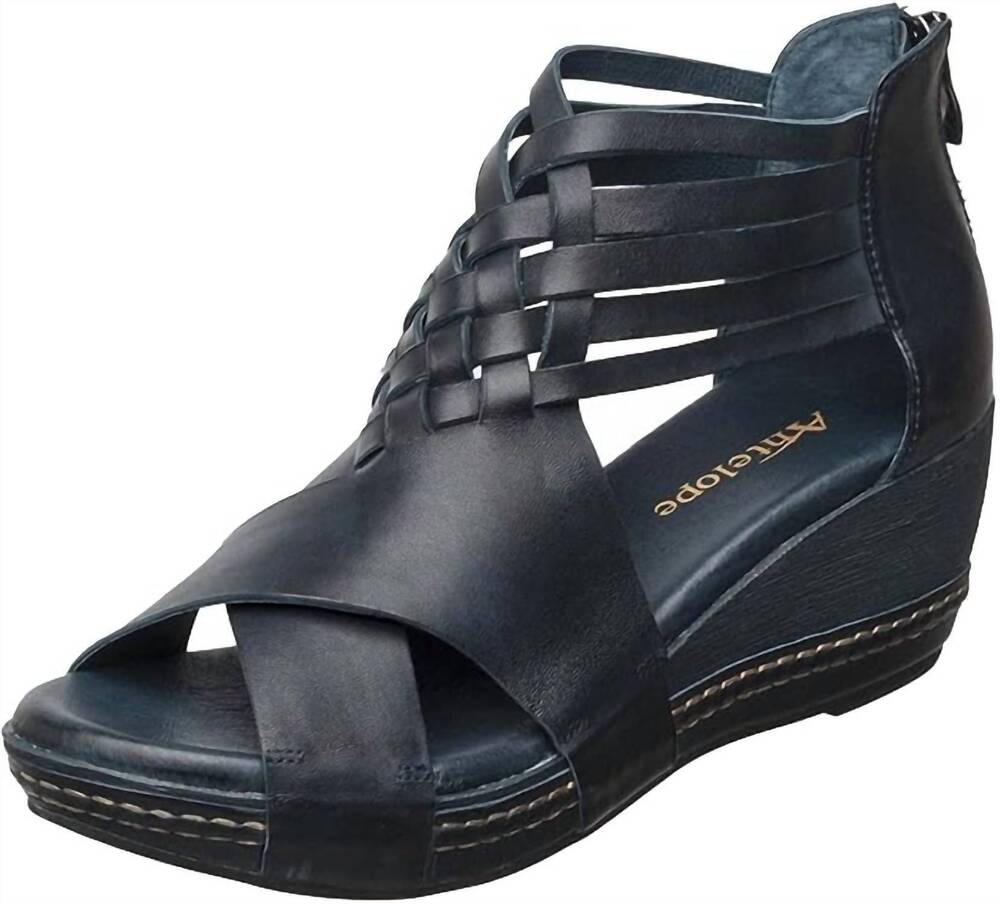 NEW ANTELOPE women's tavi leather wedge sandals in dragonfly
